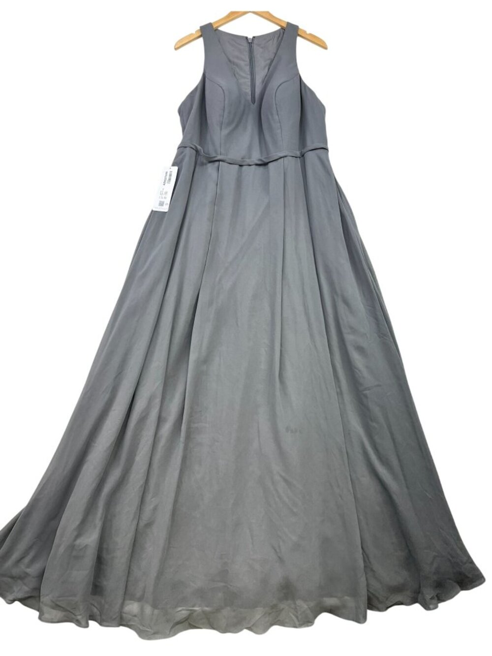 Azazie Women's Mimi Chiffon Halter Bridesmaid Dress Sleeveless Sz A16 Steel Gray